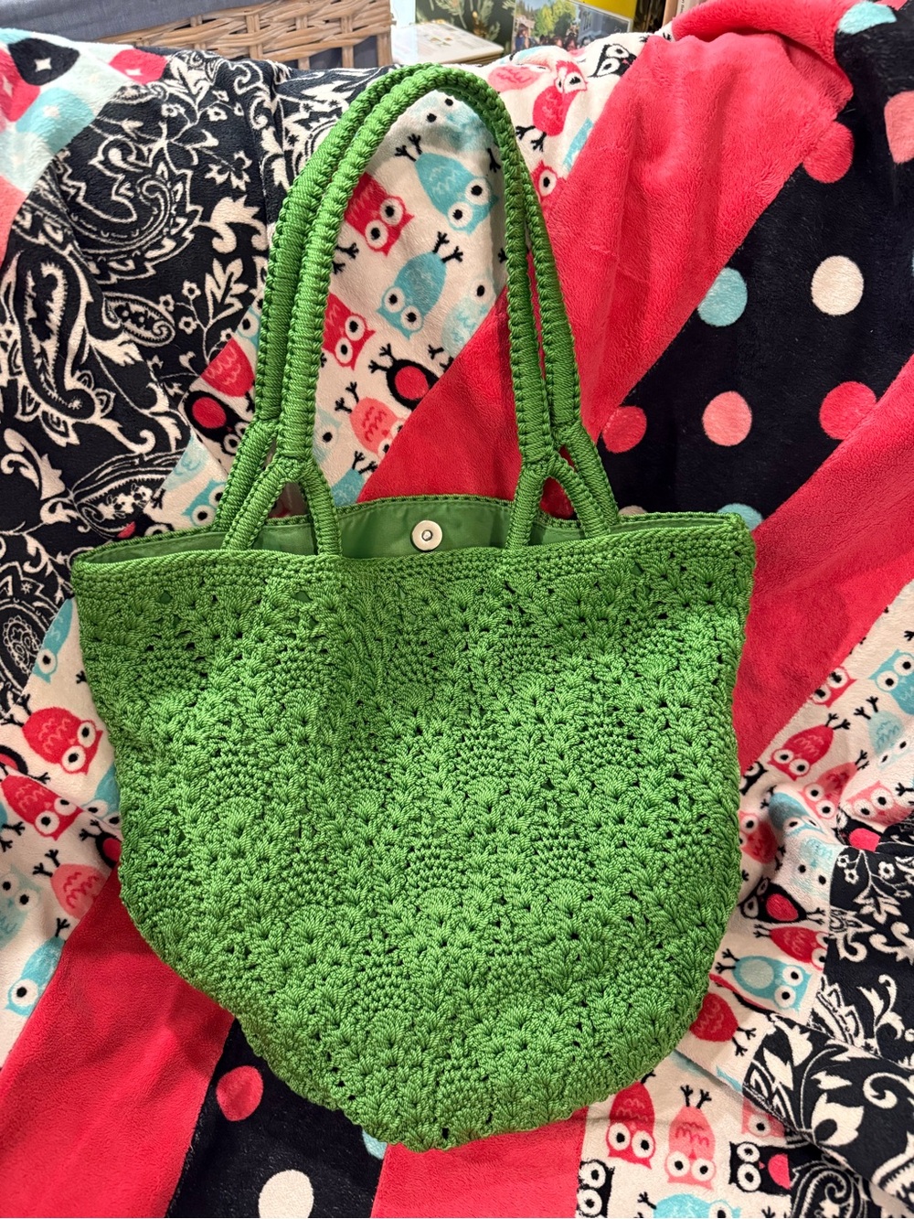 The Sak Bright Green Crochet Hobo Tote
